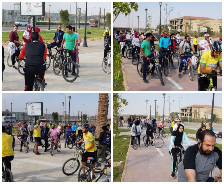 صور| افتتاح مسار الدراجات بطريق جمال عبدالناصر
